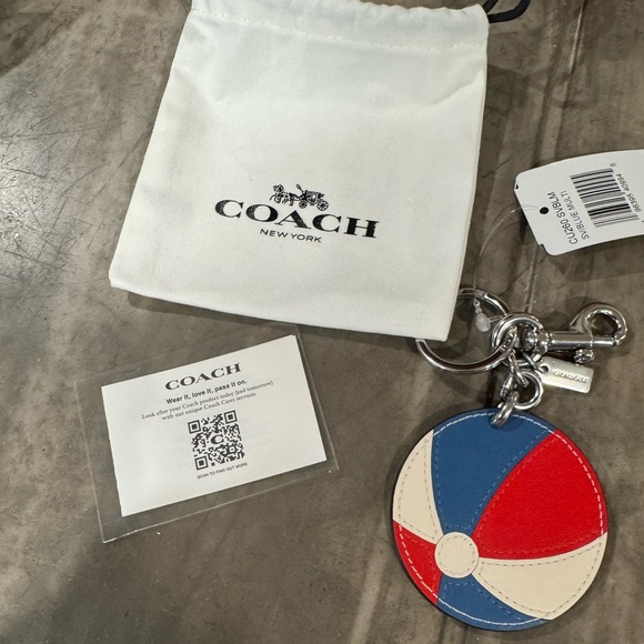 Coach Accessories - COACH red white and blue beachball keychain/bag charm! Comes with COACH pouch!